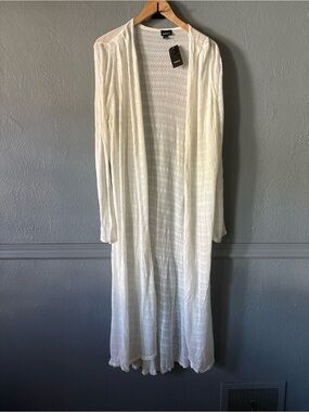 Torrid Maxi Crochet Lace Open Front Cardigan Ivory Size 3 NWT